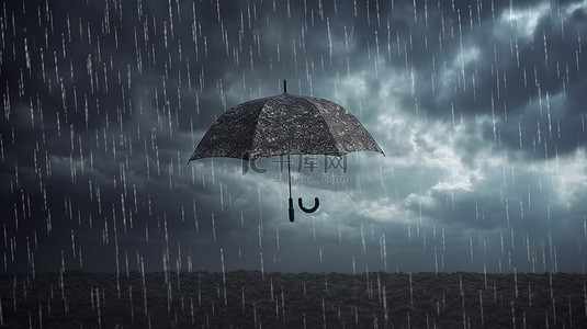 雨刷大雨背景图片_阴沉的天空下倾盆大雨 3d 中大雨的插图