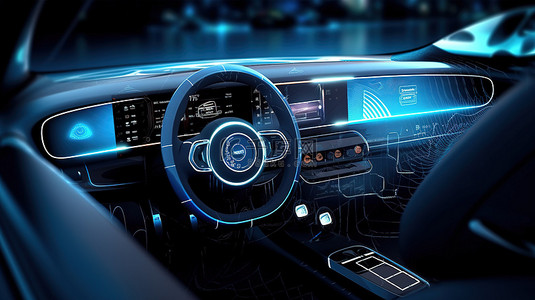 登录页面智能背景图片_未来智能汽车的 3D 渲染界面