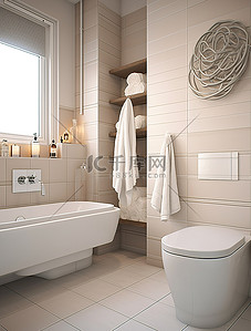 漂亮的白色瓷砖浴室