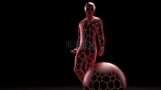 足球运动员背景图片_3D 渲染中描绘的足球运动员