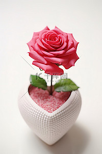 玫瑰背景图片_心形花瓶里的小粉红玫瑰