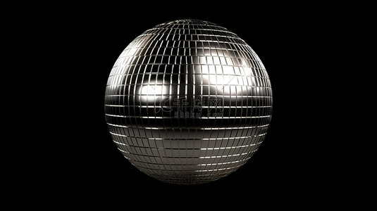 黑色背景上的独立镜子迪斯科球闪闪发光的俱乐部装饰 3D 渲染插图