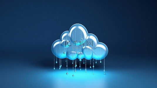 3d 渲染的雨云图标独立于蓝色背景