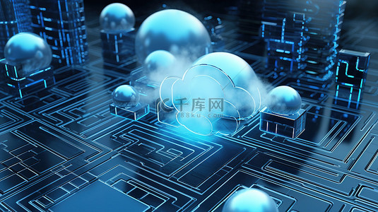 云计算背景图片_具有 3d 云计算技术渲染的网站横幅