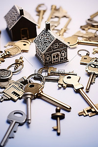 房地产背景图片_房子附近有很多钥匙并且钥匙