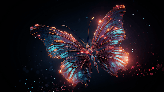 蝴蝶炫彩光效彩色背景