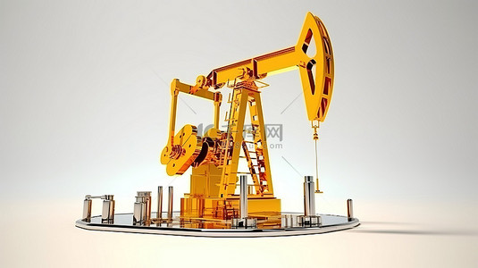 用于开发油田的石油工业设备井架和泵的 3d 渲染