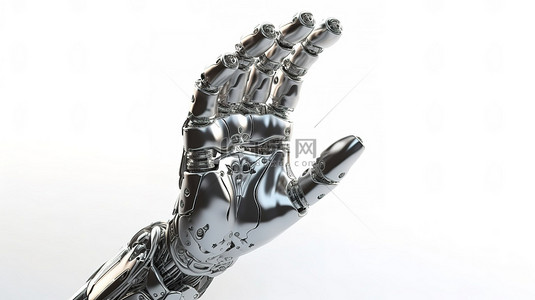 挑衅手手势背景图片_孤立的白色背景 3D 渲染机器人手显示中指手势