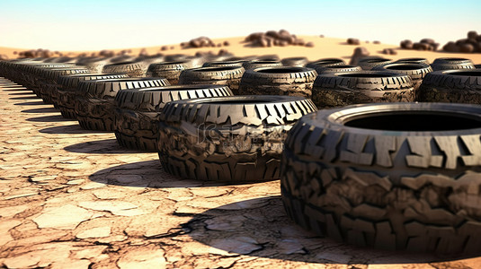 越野轮胎抓地力的 3d 渲染
