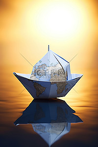 地球背景图片_地球仪上的纸船