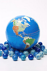 由蓝色小球体制成的地球仪