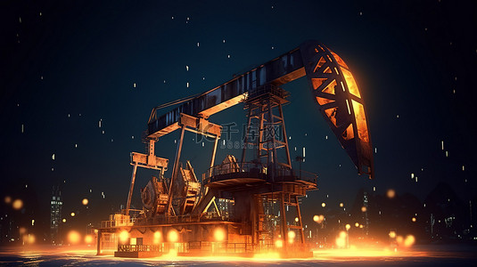 夜间能源 3d 石油泵工业设备在石油井架
