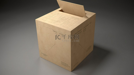 符文背景图片_数字插图展示了一个纸板箱变成了一个骨灰盒，非常适合在选举日从选民那里收集选票并附有文字