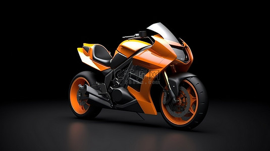 简单背景下孤立摩托车的 3D 渲染插图