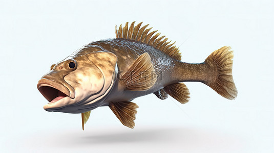 张开双臂得人背景图片_雄伟的鳕鱼，张开嘴，向上姿势 3D 渲染在孤立的背景上