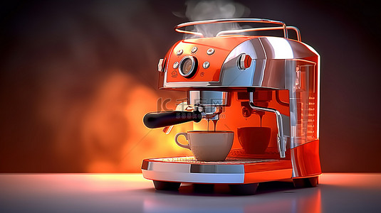 现代间歇泉咖啡机的 3d 渲染