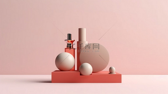 dior香水背景图片_极简主义概念模型场景，带有柔和的彩色讲台和背景，具有 3D 渲染的几何形状，非常适合产品或香水展示