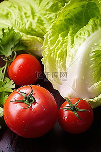 沙拉背景图片_西红柿和卷心菜