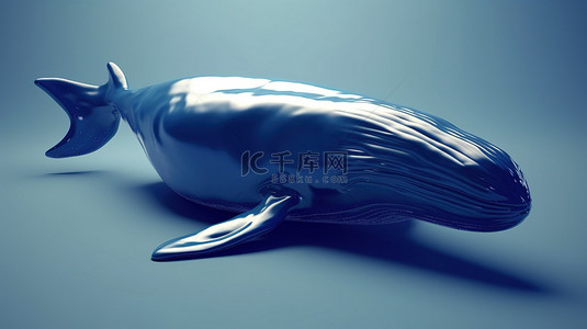 卡通3鱼鱼背景图片_3d 渲染中的抽象蓝鲸插图