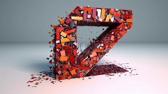 3d 渲染碎片几何字体与抽象字母 z