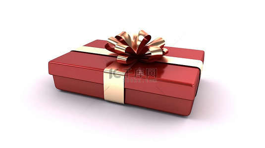 空白背景 3d 渲染上带礼品卡的礼品纸板盒