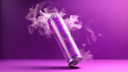 紫色背景与气溶胶喷雾的 3d 渲染
