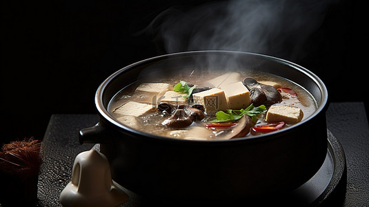 菇背景图片_烤箱豆腐汤