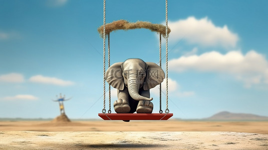 大象摇摆的 3d 插图