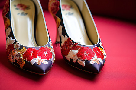 两双中式婚鞋