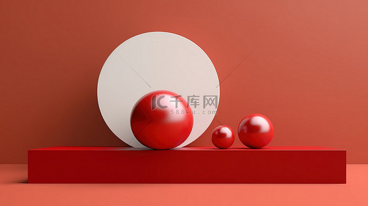 时尚的 3D 产品在销售平台上展示，具有红色球体和折扣百分比