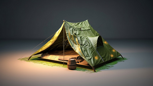 卡通森林元素背景图片_创建露营地帐篷的 3D 模型