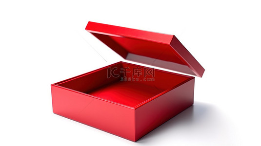 白色背景上打开的空红色盒子的孤立照片未 3D 渲染