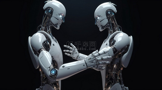 友谊字背景图片_android 机器人和人工智能在 3d 渲染中握手