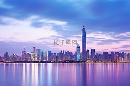 国际城市背景图片_香港黄昏伦敦天际线