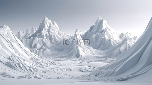 冰川冰山背景图片_3d 渲染中的雪峰