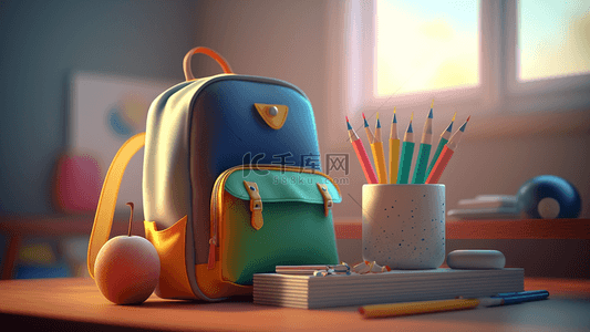 背包铅笔阳光开学啦教育背景