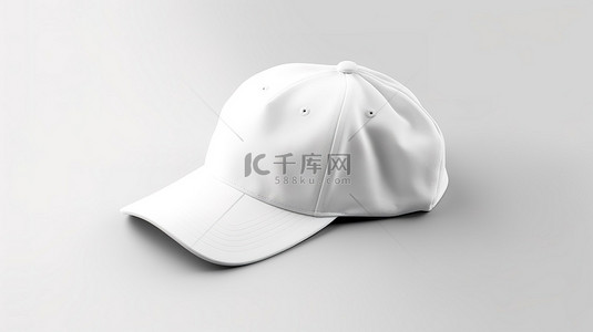 简约的白色 T 恤和帽子，在干净的背景 3D 渲染图像上为您的设计提供空间