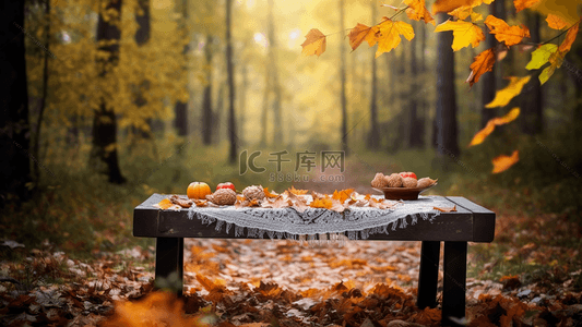 秋天森林桌子摄影广告背景