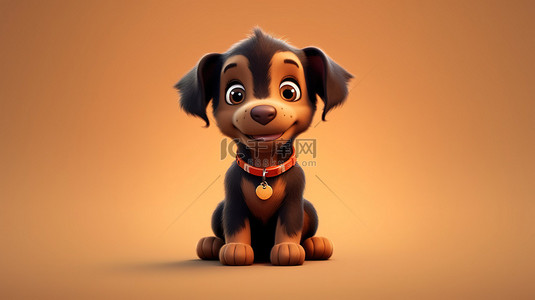 狗狗狗插画背景图片_可爱的狗狗 3D 渲染