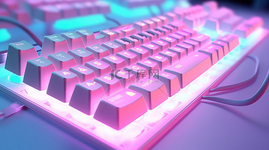 带有发光效果的粉色键控卡通键盘