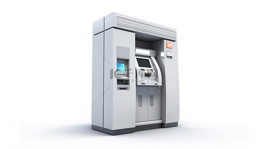 孤立的白色背景 atm 机 自动柜员机银行提款机的 3d 插图