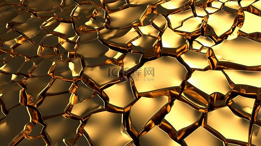 凹金属背景图片_带有凹痕和凹坑的表面的不完美黄金 3D 渲染