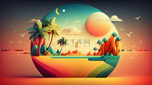 海边插画背景