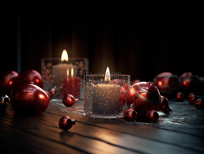 挂饰球蜡烛圣诞节新年节日广告背景