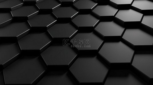 简单的黑色六边形设计 3d 渲染
