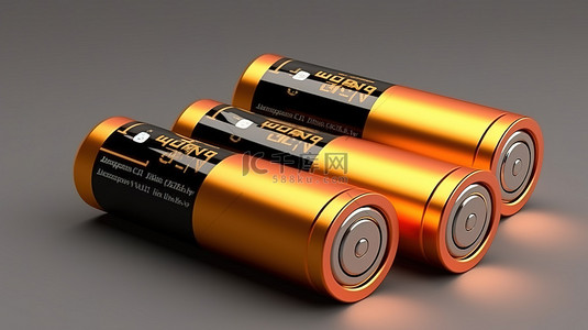 正能量微图背景图片_带 USB C 型充电的隔离样机 AA 尺寸可充电电池的 3D 插图