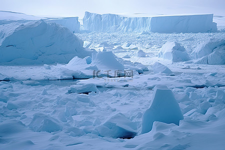 冰川冰山背景图片_南极洲南部冰山的冰川景观