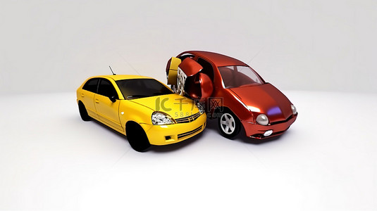 保险背景图片_3d 渲染汽车碰撞与保险范围