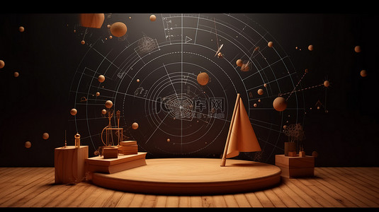 背景与 3D 渲染讲台数学和物理