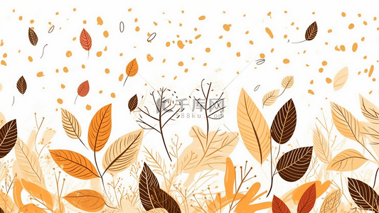 秋天落叶树叶卡通广告背景